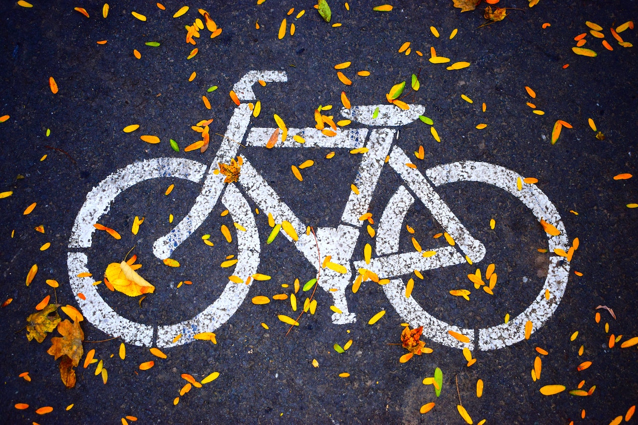 Travel. A picture of a bike painted on the road